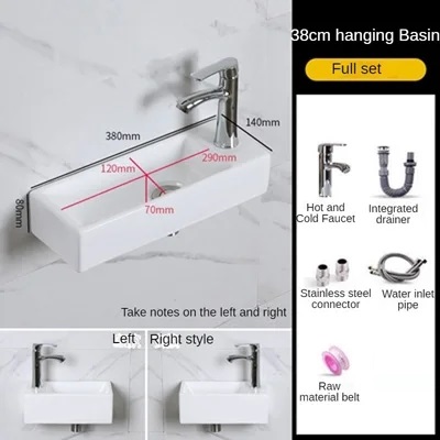 Small Size Mini Tabletop Basin Washbasin Wall Mounted Washbasin Small Wall Mounted Basin Extremely Narrow and Slender: green