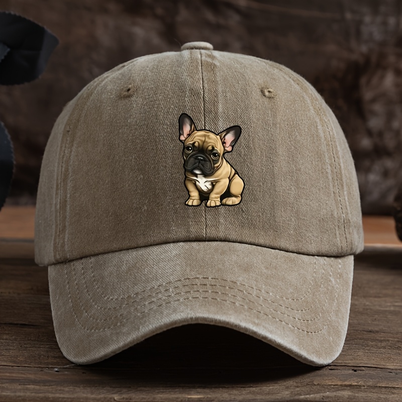 Gorra de béisbol con estampado de Bulldog Francés, protector solar, para exteriores, adecuada para hombres y mujeres, para combinar con el ocio diario: Caqui