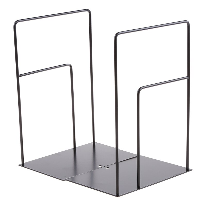1 Pair Rectangle Bookends Book Stand Support Desktop Office Magazine Organizer Q1JC