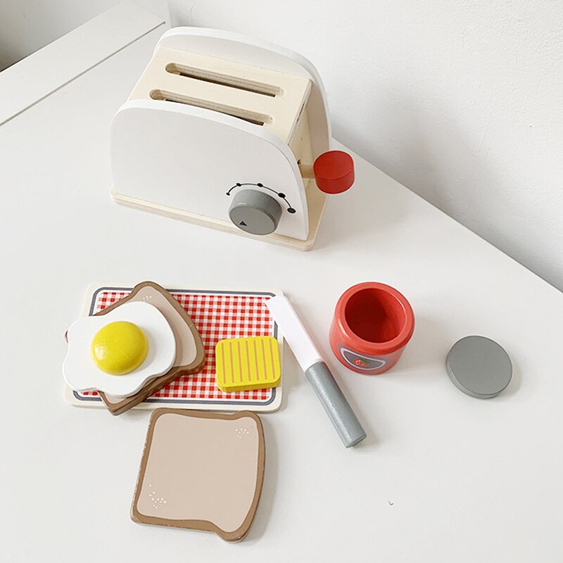 Kids Houten Pretend Play Sets Simulatie Broodroosters Brood Maker koffie machine Blender Bakken Kit Game mixer Keuken rol speelgoed