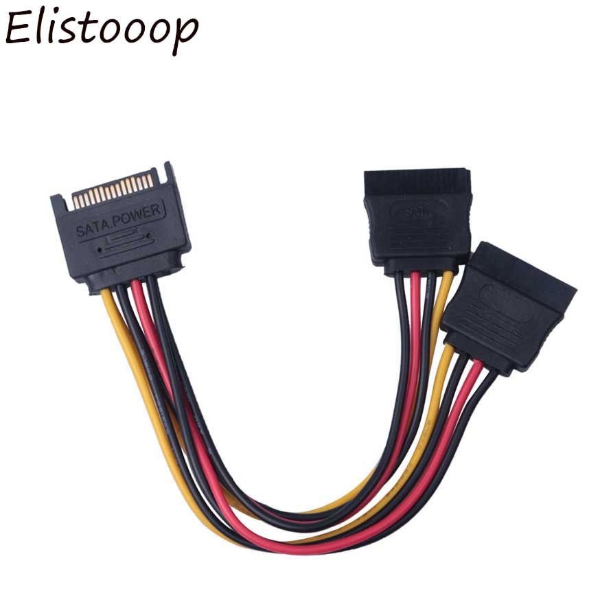 15Pin SATA Male To 2 Female Power HDD Y Splitter Connector Power Cable for PC Computer HDD Hard Disk Splitter