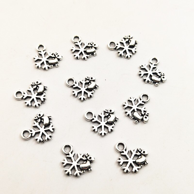 50Pcs Sneeuwvlok Charm10 * 10Mm Tibetaans Verzilverd Hangers Antieke Sieraden Maken Diy Handgemaakte Craft