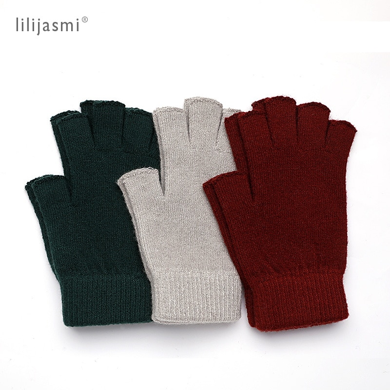 Wolle Fausthandschuh ausgesetzt Fingerspitze Damen Handschuhe Winter Herbst Arbeitshandschuhe gestrickt für Frauen Fingerlose Handschuhe Antrieb Fäustlinge