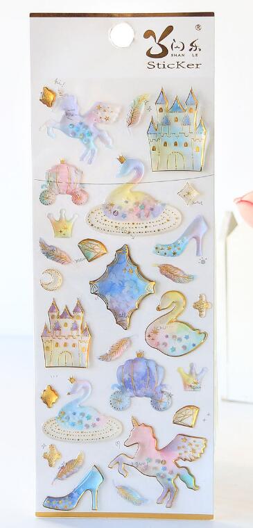 Pegasus Unicorn Castle Label Stickers Set Decorative Stationery Craft Stickers Scrapbooking DIY Diary Album Stick Label: 03