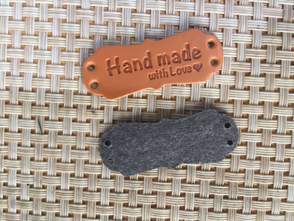 50 pcs hand made PU leather Labels 40 mm* 15 mm /l... – Grandado