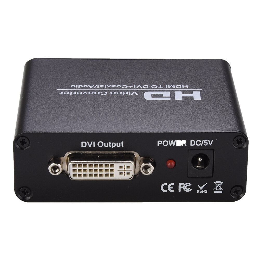 HDMI- to DVI Converter with Audio - Sound Splitter to 3.5mm AUX / 2 RCA Stereo &amp; Coaxial output Connector 1080P 720P, 5.1 &amp; 2CH