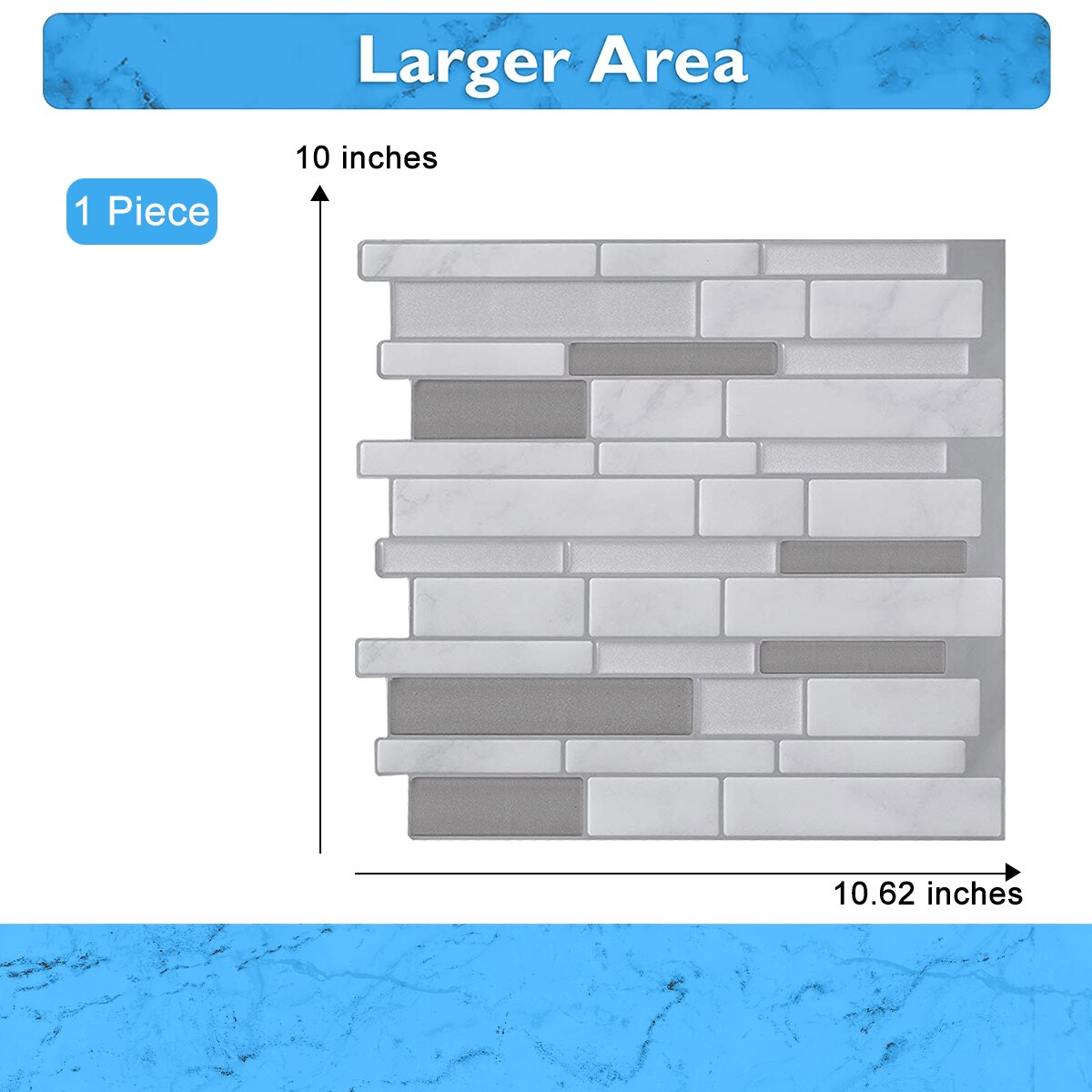 White Gray Marble Mosaic Shell and Stick Self Adhesive Wall Tile Backsplash DIY Kitchen Bathroom Home Wall Decal Vinyl 3D