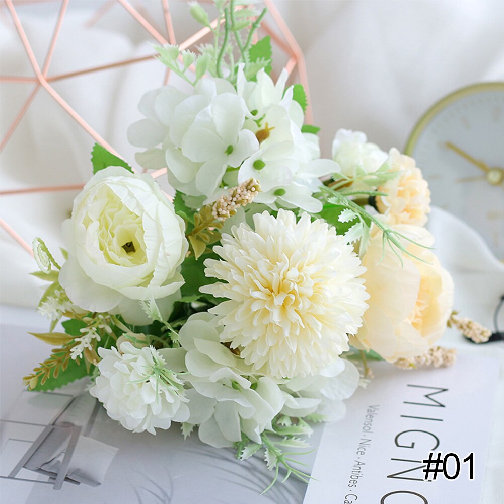 White Peony INS Photography Artificial Flowers Home Decoration Flowers Desktop Bouquet Decor Background Accessories: 01