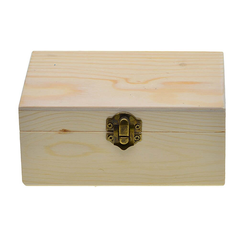 Large Wooden box storage plain wood jewel box case with lid lock 150x98x69mm