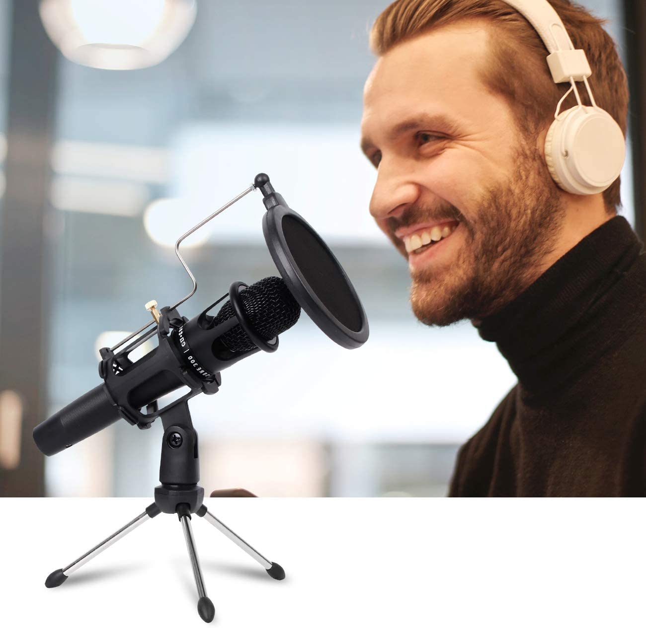 Depusheng Microfoon Statief Stand Opvouwbare Desktop Microfoon Beugel Met Shock Mount Mic Houder Clip En Pop Filter