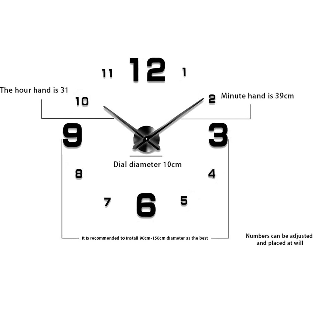 Wall Clock Modern Quartz Clocks Watch Mirror Sticker Diy Living Room Decor 3D Large Wall Clock