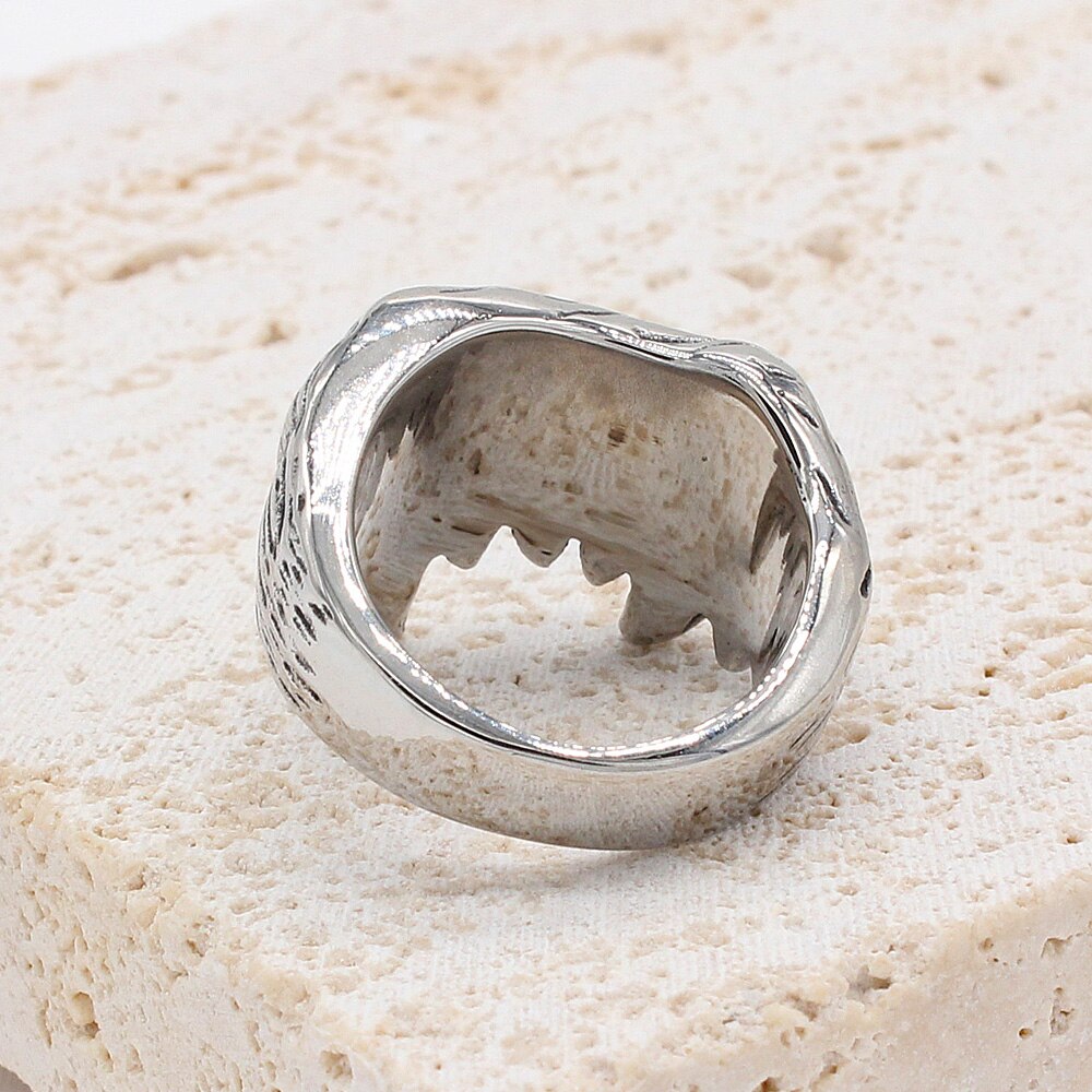 Anillo de dientes de vampiro gótico para hombres y mujeres, joyería Retro de acero inoxidable, estilo Punk, motorista