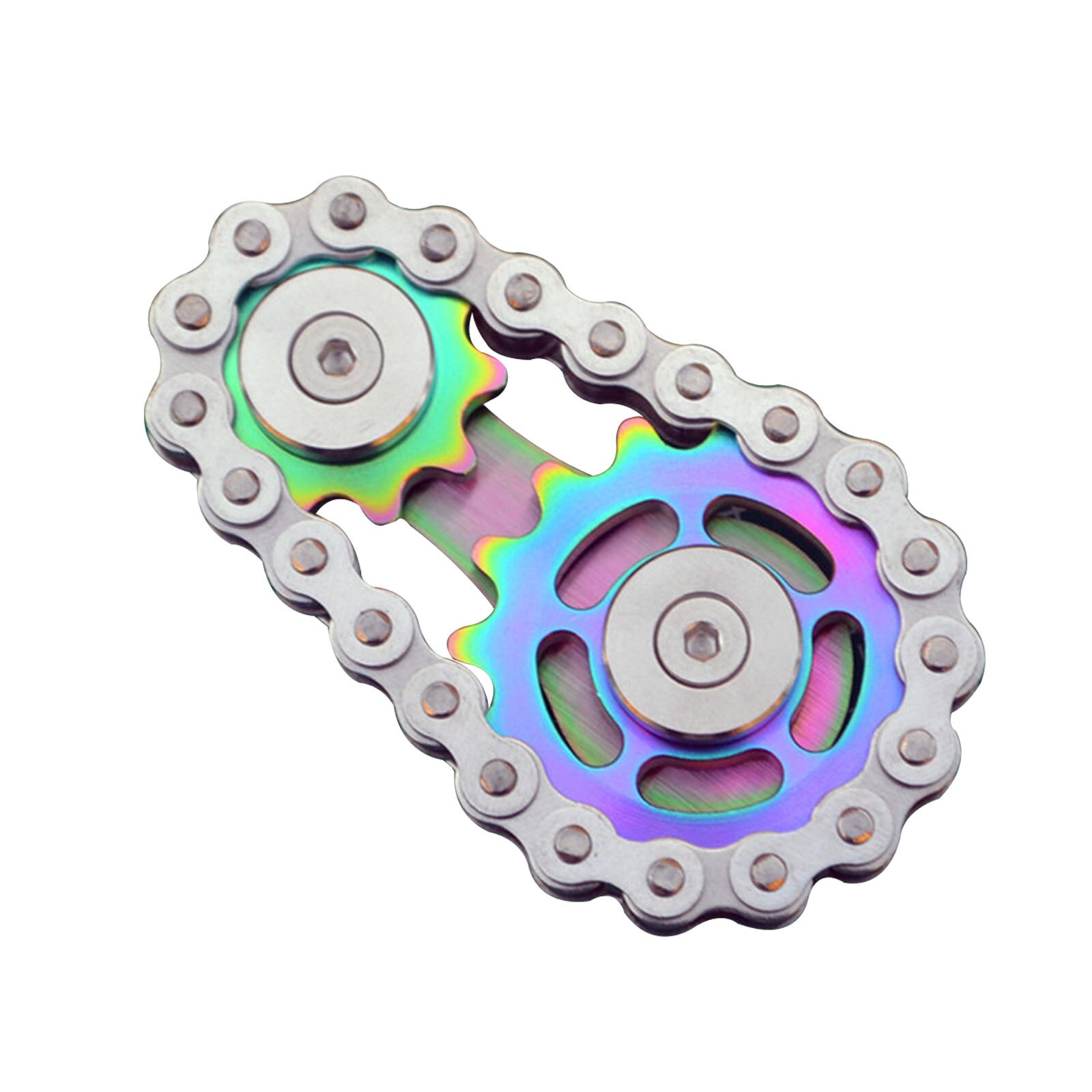 Tandwielen Vliegwiel Vingertop Gyro Metalen Antistress Bike Chain Spinner Hand Speelgoed Voor Volwassen Sproket Roadbike Spiner: Multicolor 