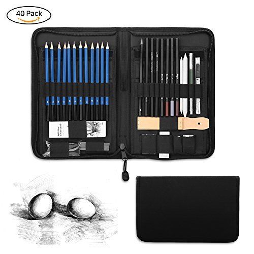 33 Uds dibujo y dibujo lápices de grafito barras de carboncillo borradores Set de fundas boceto papelería dibujo suministros
