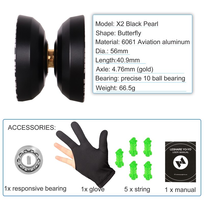 Light chaser  x3 inexpensive yo-yo, alloy yo-yo for beginners, easy to return and practice tricks with glove and strings