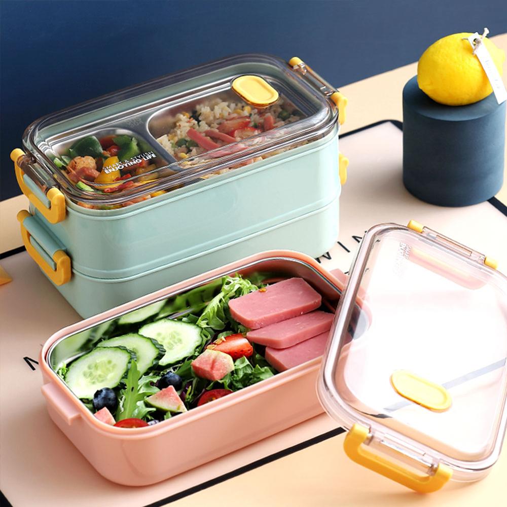 Stainless Steel Double-layer Insulated Lunch Box for Workers, Divided Lunch Box, Water-filled Lunch Box, Fresh-keeping Box