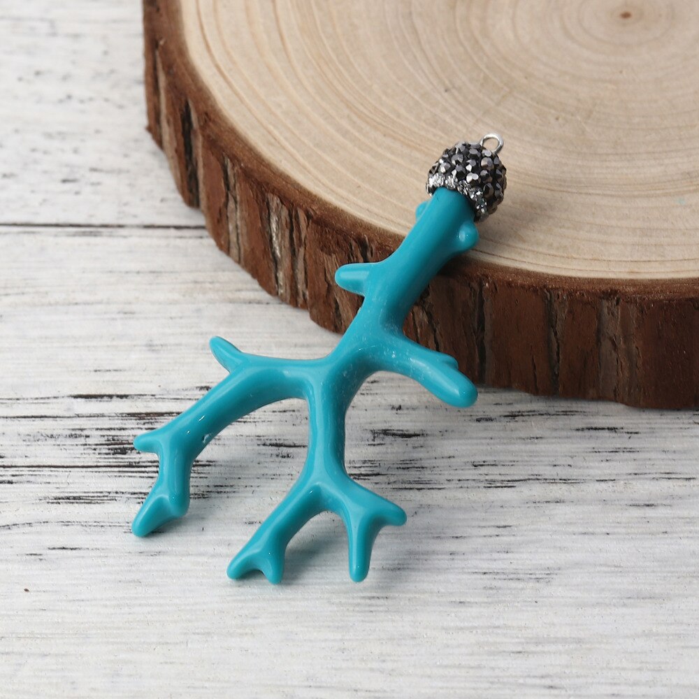 Doreen Box Acrylic Micro Paved Pendants Antler Branch Clear Rhinestone Jewelry 68mm(2 5/8&quot;) x 37mm(1 4/8&quot;), 2 PCs