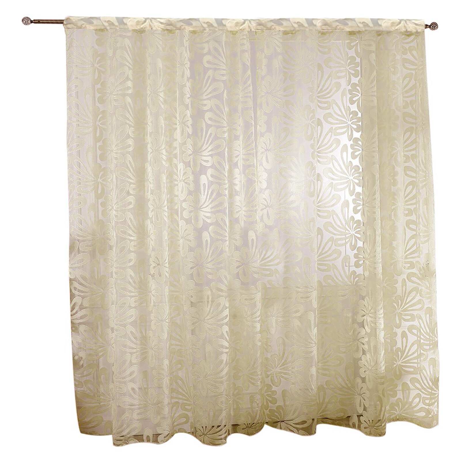 1PC Luxury Embroidered Sheer Voile Curtains Window Drapes Cortina for Living Room Door Gold Lace Curtains Tulle Windows Screens