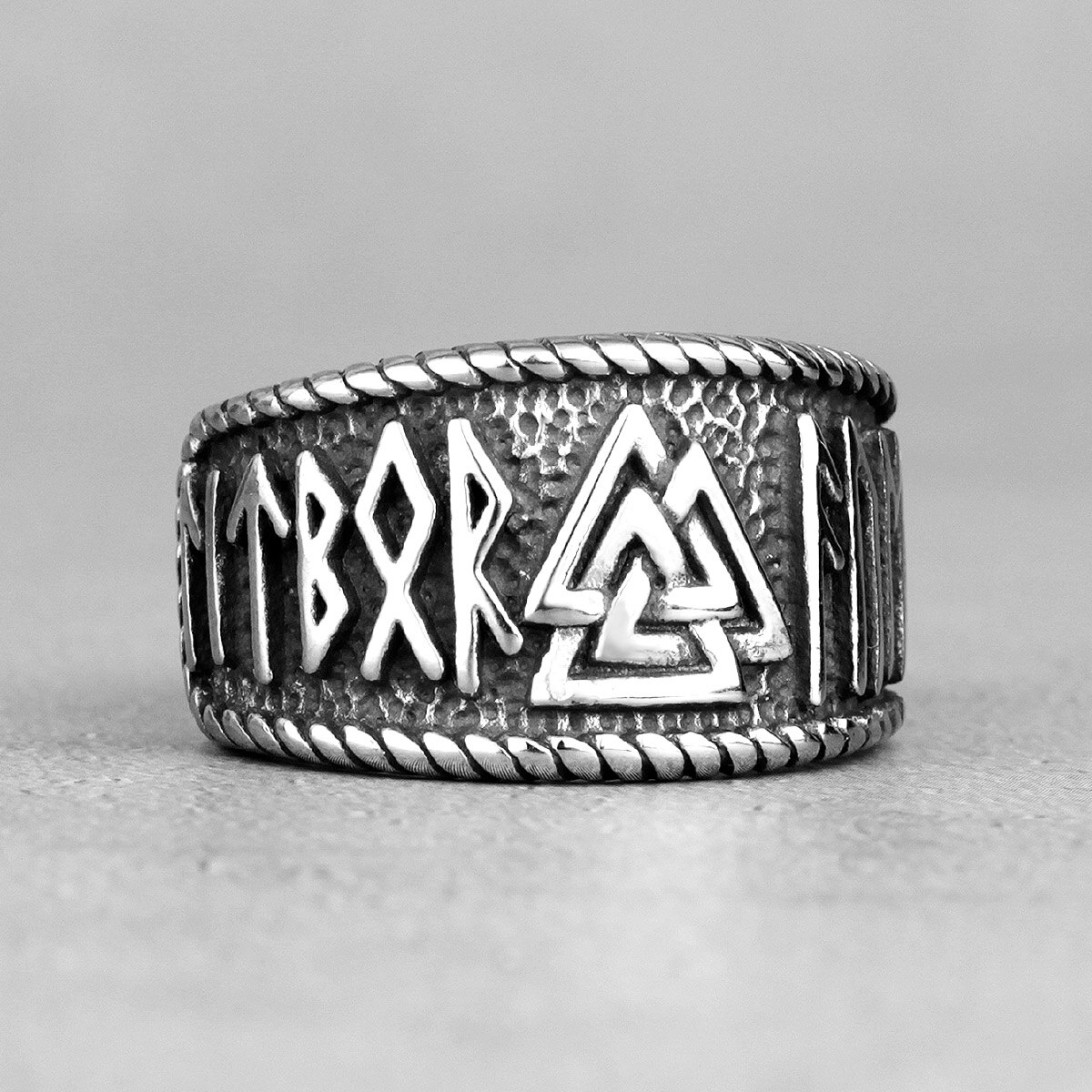 Norse Mythology Viking Odin Triangle Stainless Steel Mens Rings Cool for Male Boyfriend Biker Jewelry Creativity