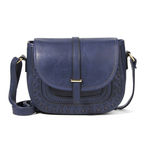 Annmouler Vintage Schoudertas Pu Lederen Crossbody 6 Kleuren Messenger Bag Dames Handtas Hollow-Out Kleine Tas Purse Tote: blue