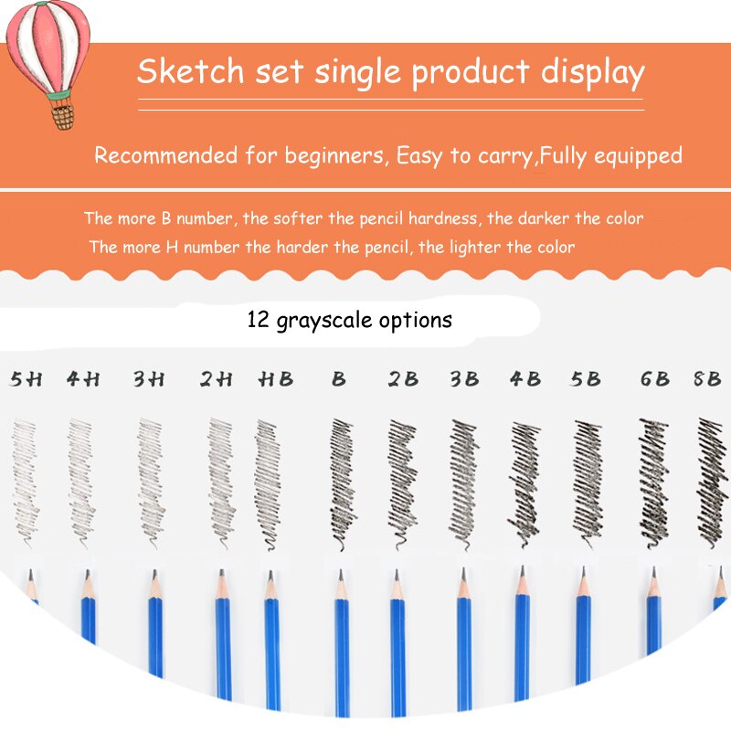 1set Art Set 33 PCS Drawing Sketching Set With Sketch Graphite Charcoal Pencils Bag Easy to carry sketch set