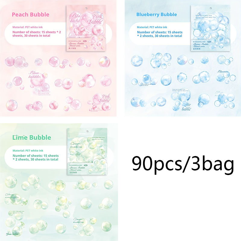 90 uds/3 bolsas de pegatinas con de burbujas, pegatinas de plástico autoadhesivas de colores mate y brillantes para álbumes de recortes, planificadores, manualidades DIY: BLANCO