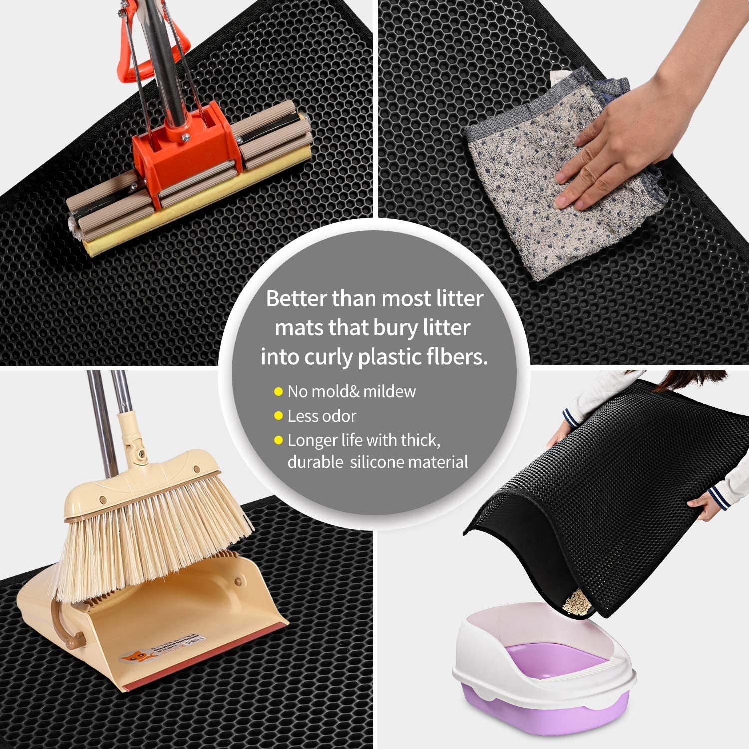 Cat Litter Mat Cat Litter Trapping Mat Honeycomb Double Layer Urine and Water Proof Material, Scatter Control Less Was