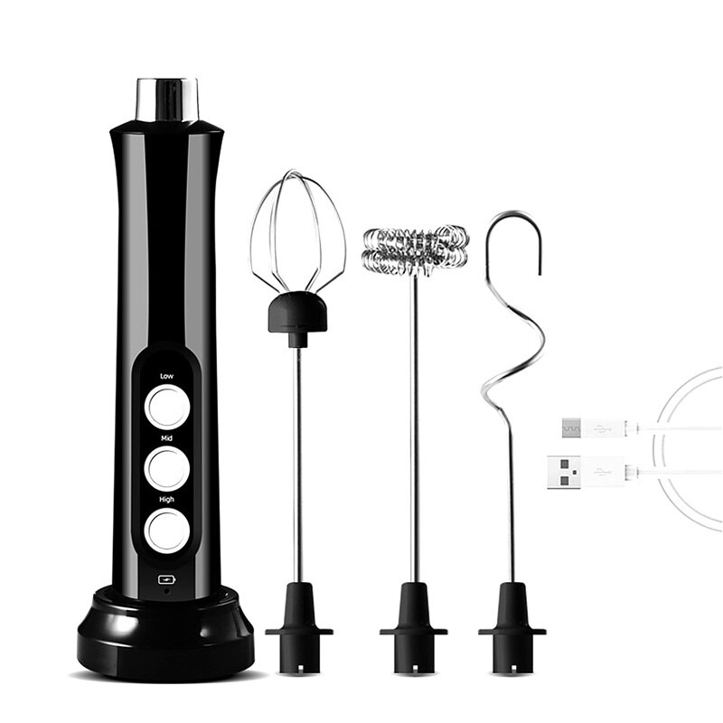 Handheld Electric Mixer Blender Milk Frother Coffee Cappuccino Mixer Tools USB Recharge Stainless Bubble Maker Whisk Portable: 02