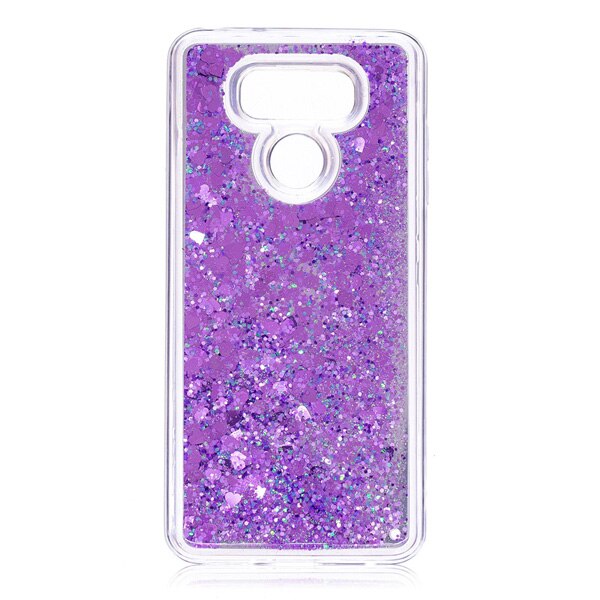 Di lusso 2 in 1 TPU + PC Bling di Scintillio Sabbie Mobili Liquido Sabbia Cassa Del silicone Del Telefono Della Copertura Borsette Coque Fonda per LG G6: viola Mirror