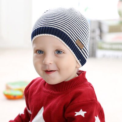 100% Katoen Kinderen Beanie Baby Hoed Winter Baby Accessoires Hoeden voor Jongens HT047: Marineblauw / 12-24 months