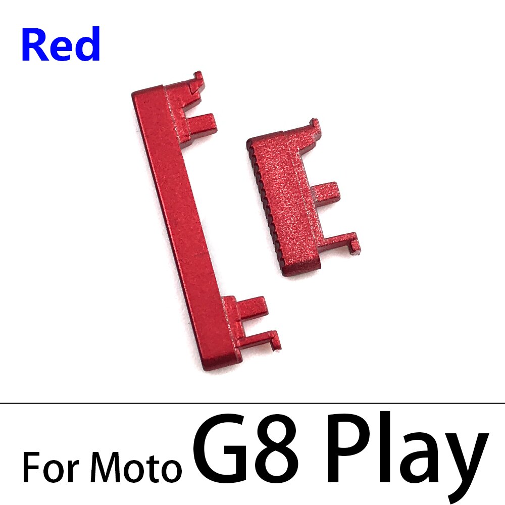 10Pcs/Lot, For Moto G9 G7 Power G8 Plus Play / G8 Power Lite Power Button ON OFF Volume Up Down Side Button Key: G8 Play Red