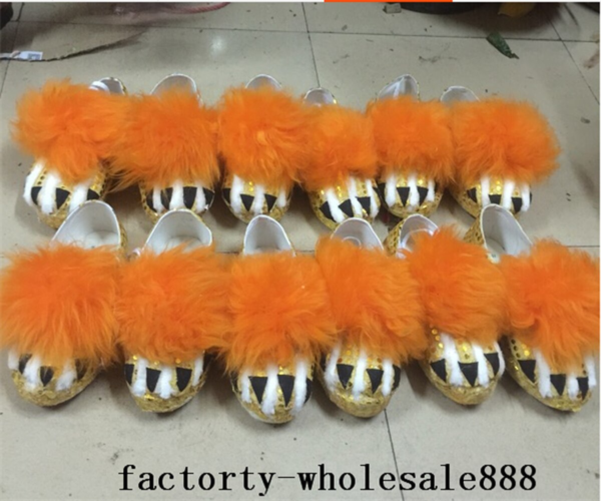 Chinese Folk Art Lion Dance Shoes Wool Southern Lion Luminous Shoes 1 Pair Adults Cosplay Handmade