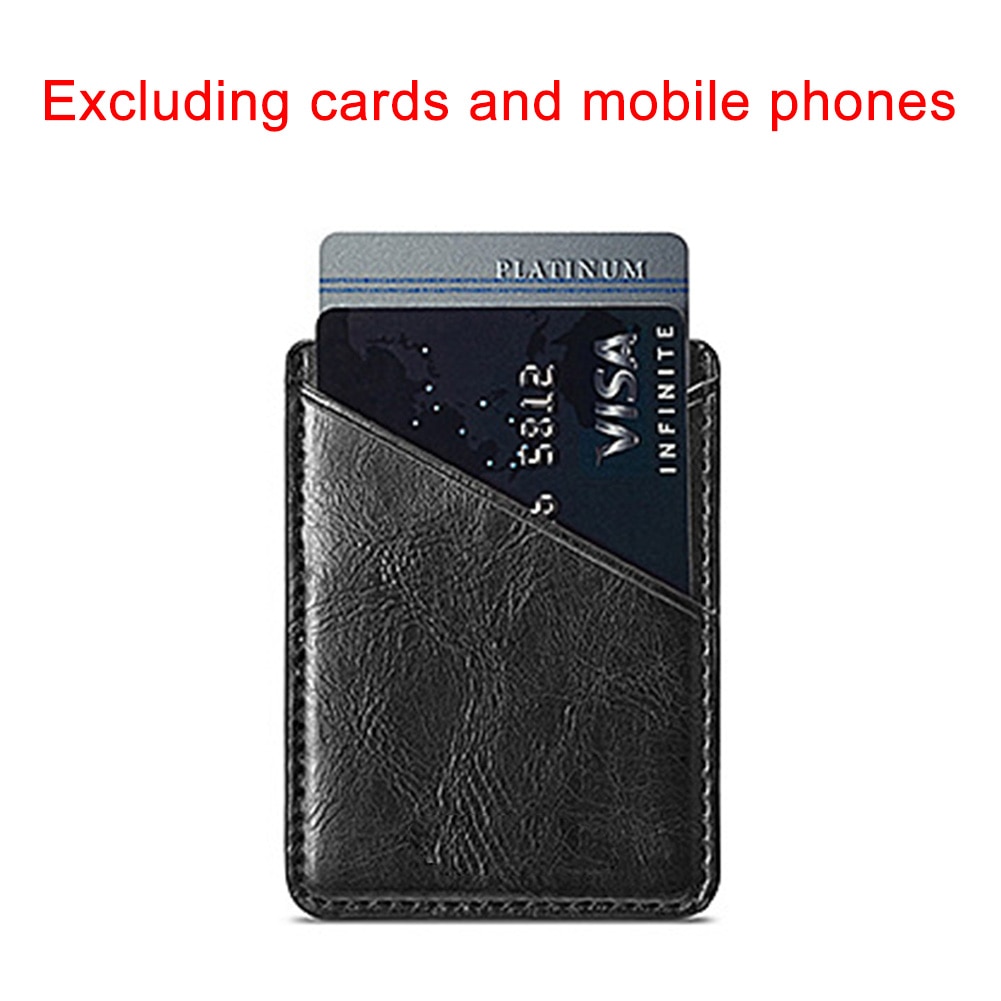 Back Solid Phone Card Holder Stick On Leather Mini Secure Double-deck Adhesive Wallet Universal Inserting Case Pocket