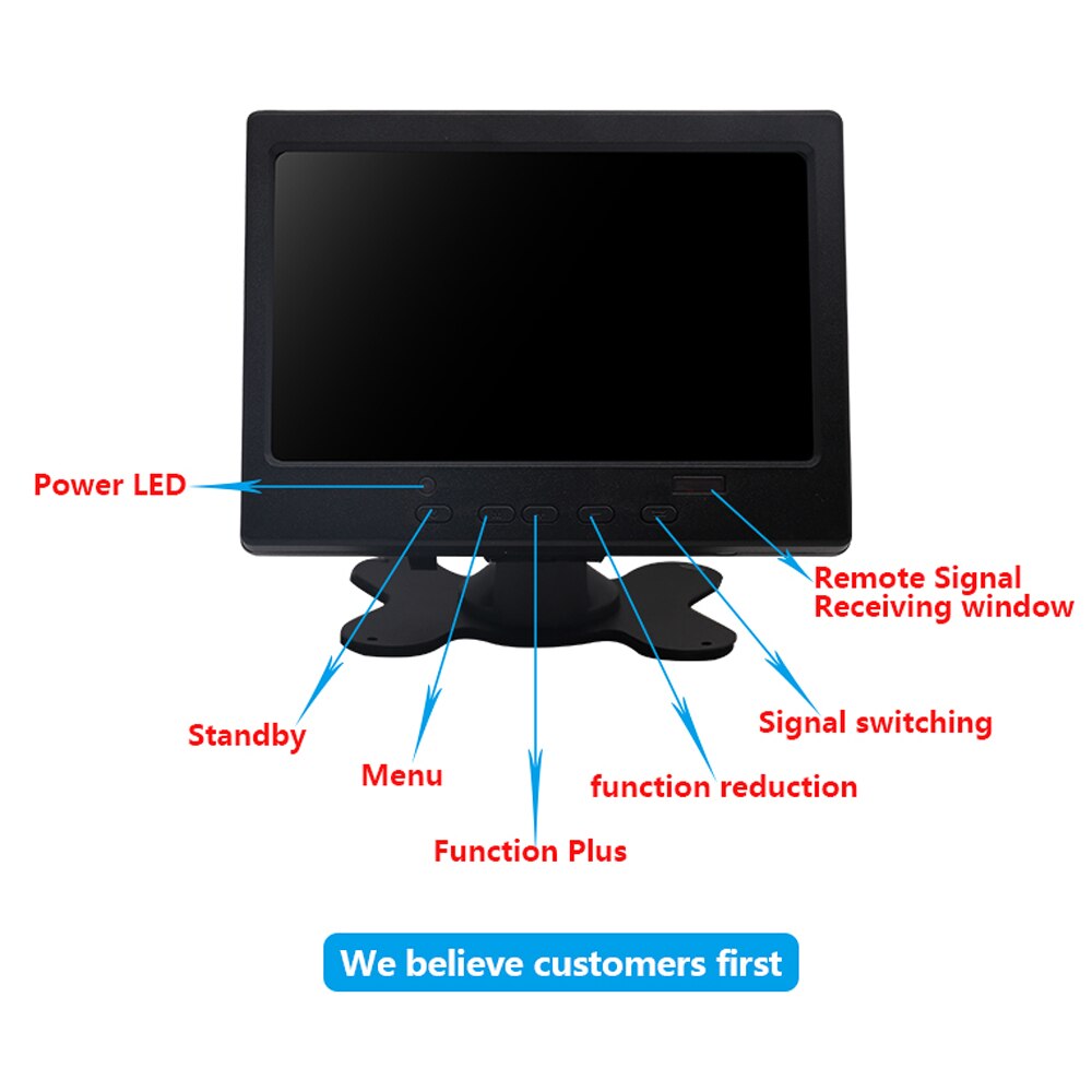 7 inch Portable Touch Screen Monitor 1024x600 Resolution HD Display TFT LCD CCTV Computer Monitor VGA HDMI AV Input