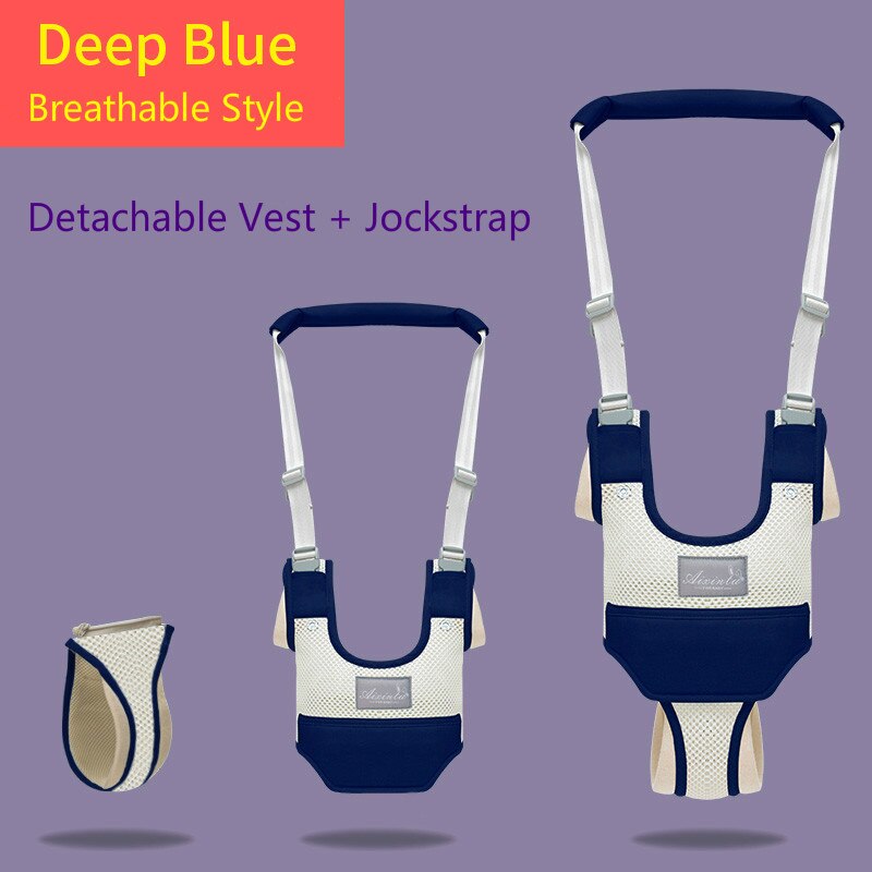Toddler Baby Walking Harnesses Backpack Leashes For Little Children Kids Assistant Learning Safety Reins Harness Walker: Deep Blue(Breath Set