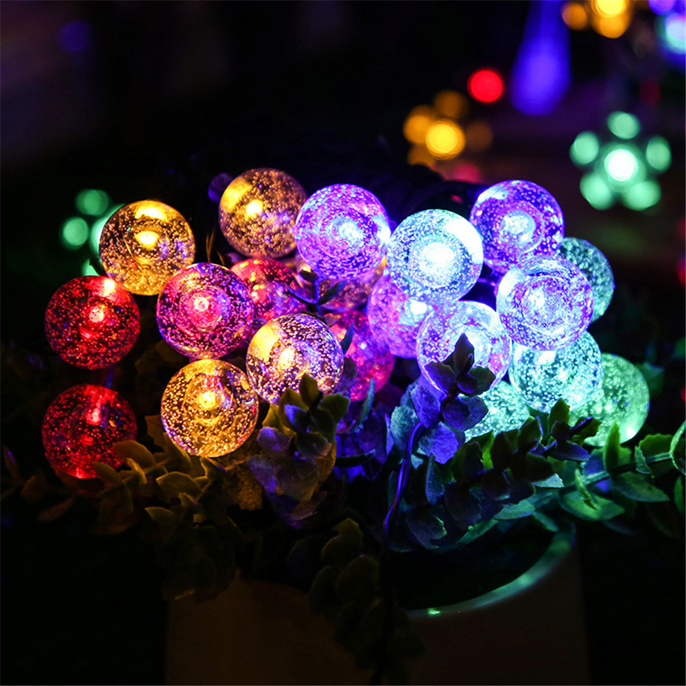 LED Solar String Lights Outdoor Waterproof Bubble Beads Fairy String Light 8 Modes Garden Wedding Party Christmas Decoration