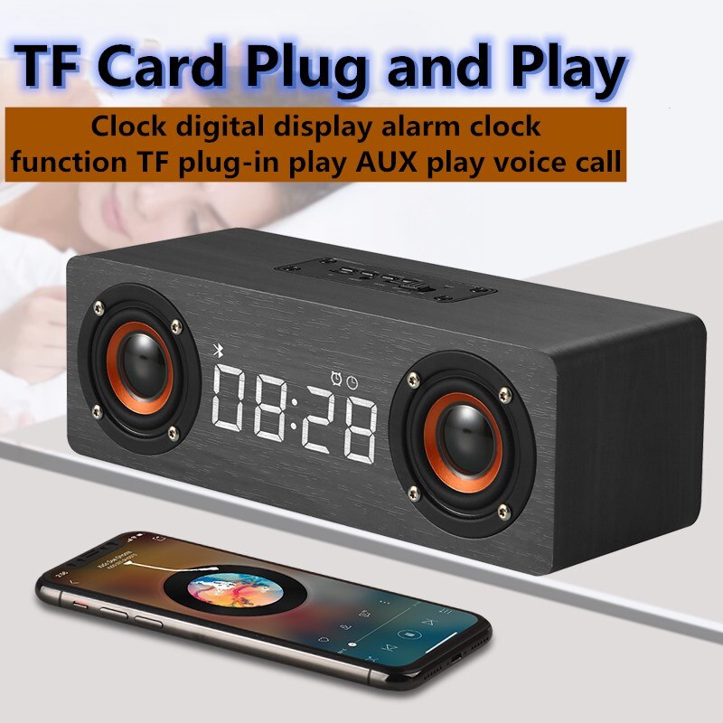 Home Theater Draadloze Bluetooth Speaker Houten Draagbare Kolom Subwoofer Met Wekker Fm Radio Tv Luidsprekers Soundbar Aux Tf