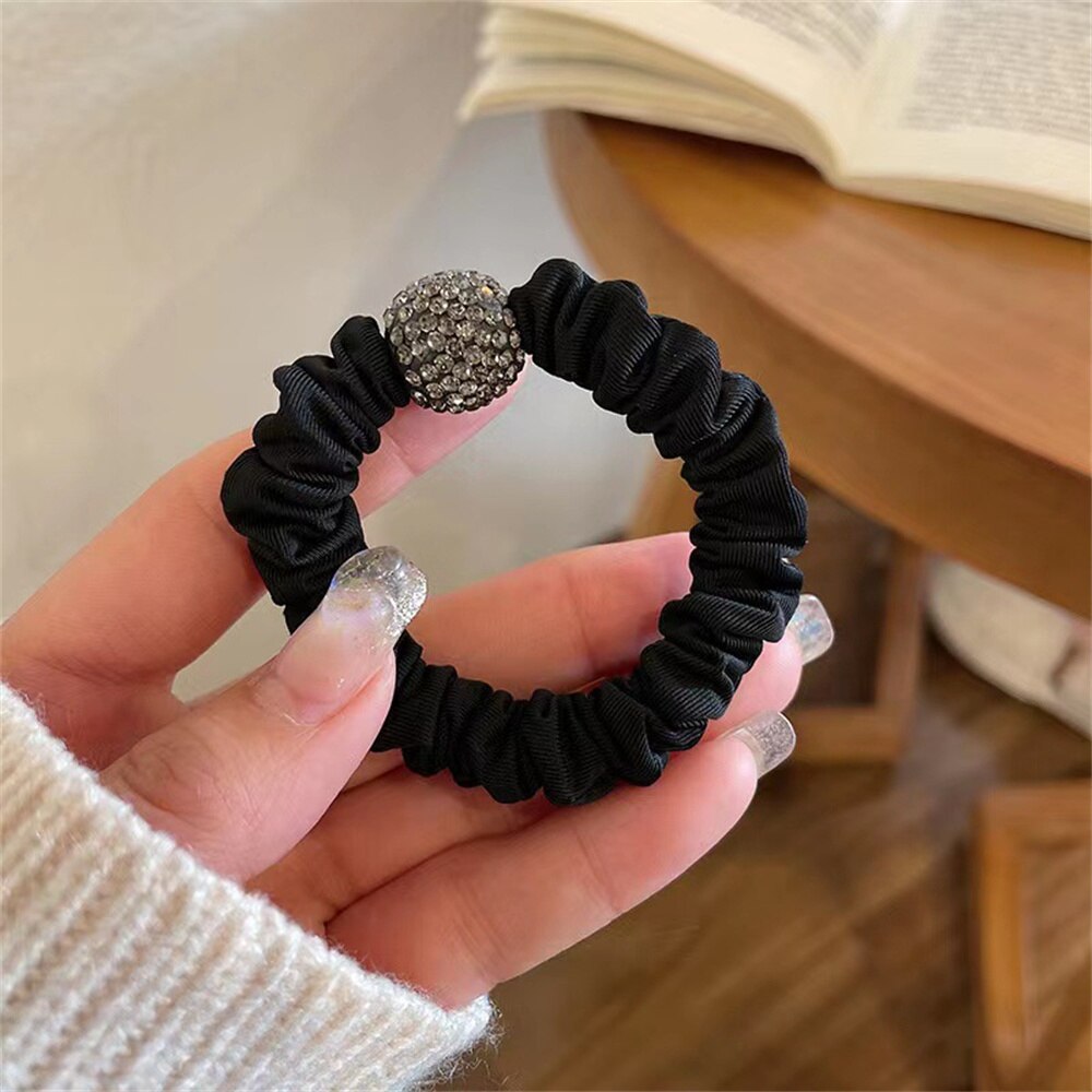 Koreanische Strass Dickdarm Ring Weibliche Hohe Elastische Haar Ring Kristall Perlen Gummi Haar Bänder Gummiband Kopfschmuck: B