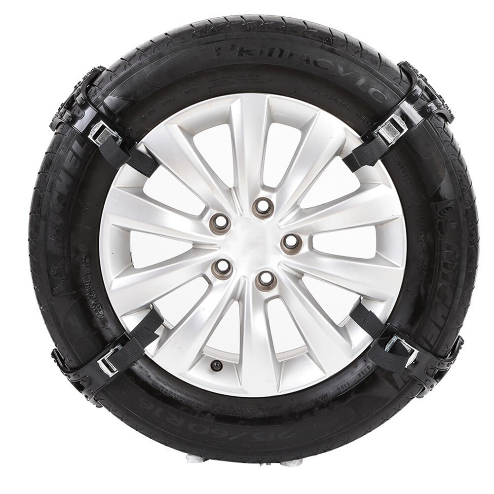4 unids/pack Universal coche neumático antideslizante cinturón de emergencia neumático Anti-deslizamiento cadena con pala de nieve y Mitten por camino de nieve por carretera