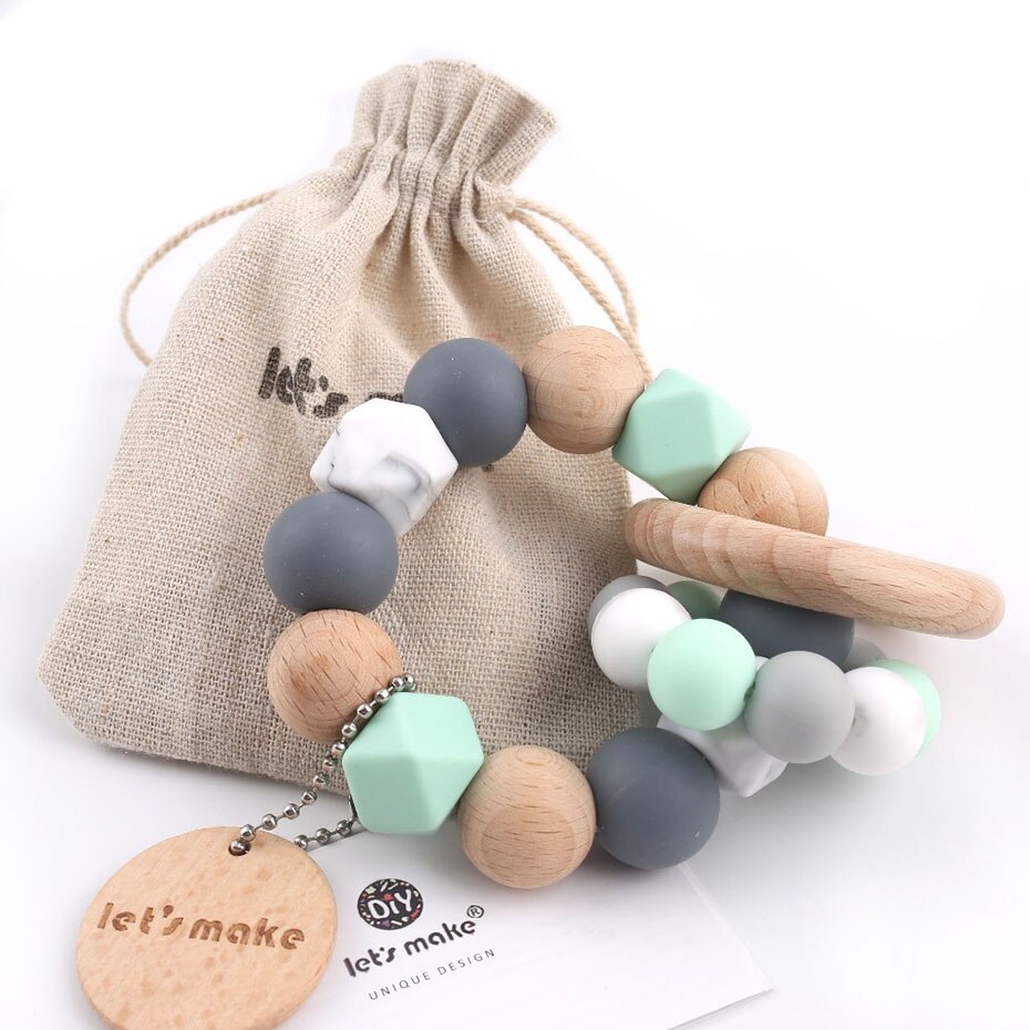 Laten we Baby Tandjes Speelgoed BPA Gratis Bescherm Uw Baby Tanden Kauwen Silicone Kralen DIY Handgemaakte Tandjes Ringen molaire Speelgoed