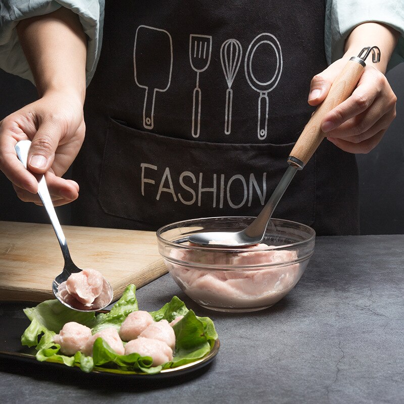Meatball Spoon Household Fishball Maker Squeezing Meatball Spoon 304 Stainless Steel Fish Ball Meatball Making Tool