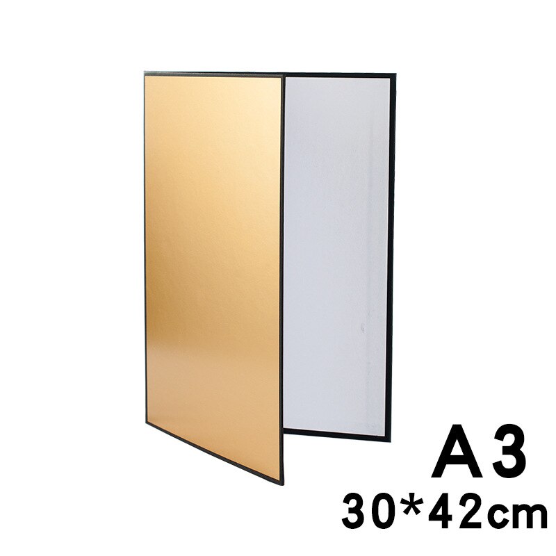 A3 Thickened Photography Cardboard Reflector Foldable Standing Shooting Still Life Supplement Light Black And White Edge Photo P: gold