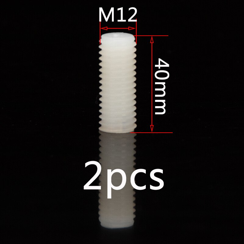 M10 m12 weiße, geschlitzte Nylon-gewindestifte mit kunststoffgewinde und flachem kopf, metrische, kopflose schlitzschrauben, madenschraubenlänge 15mm-50mm: Yzb 12 x 40 x 2