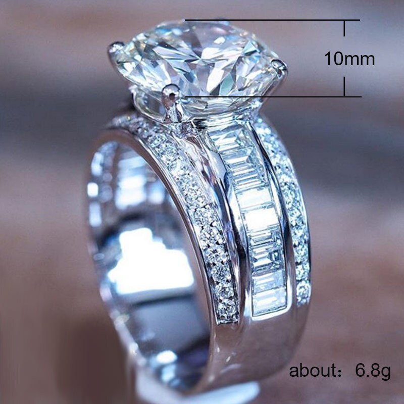 Huitan Popular Luxury Engagement Ring With Big Cubic Zircon Crystal Jewelry For Women Propose For Girlfriend