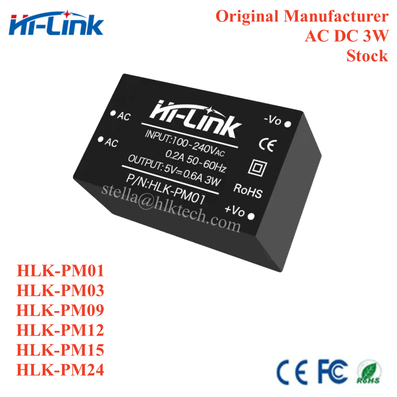 Hi-Link HLK-PM01 HLK-PM03 HLK-PM09 HLK-PM12 HLK-PM15 HLK-PM24 Moduł zasilacza konwertera AC DC 220 V do 3,3 V/5 V/9 V/12 V/15 V/24 V