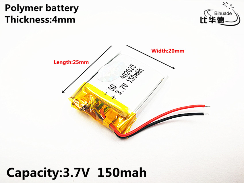 2pcs/lot Good Qulity 3.7V,150mAH,402025 Polymer lithium ion / Li-ion battery for TOY,POWER BANK,GPS,mp3,mp4