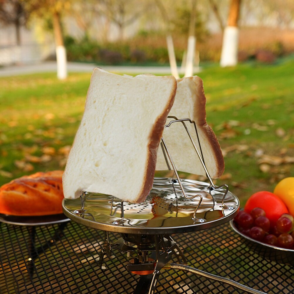 4 skiver brødrister bakke brød toast stativ komfur grill udendørs camping foldbar tallerken til husholdning køkken bbq forsyninger