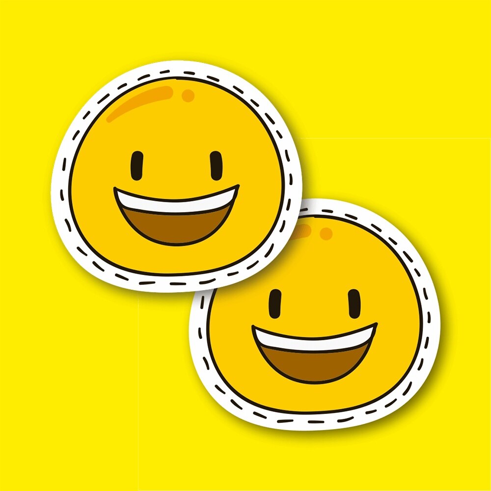 Mouth Open Smiley Emoji Laptop and Phone Sticker-Decal max.5cm 2'li Set