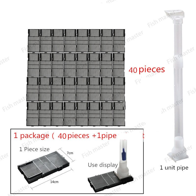 aquarium fish tank under gravel filter bottom sand filter 12/16/20/24/28/32 pcs plates+ extensible pipe: 40 pieces and 1 pipe