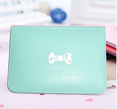 12 Bits Boog-knoop Afdrukken Kaart Geval Meisje Vrouwen Zakelijke Creditcard Houder Lederen Id Kaarthouder Cover kaarthouder Portemonnee: light blue